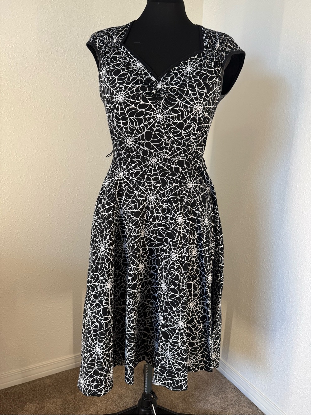 Pinup couture web Black & White Printed Fit-and-Flare Dress